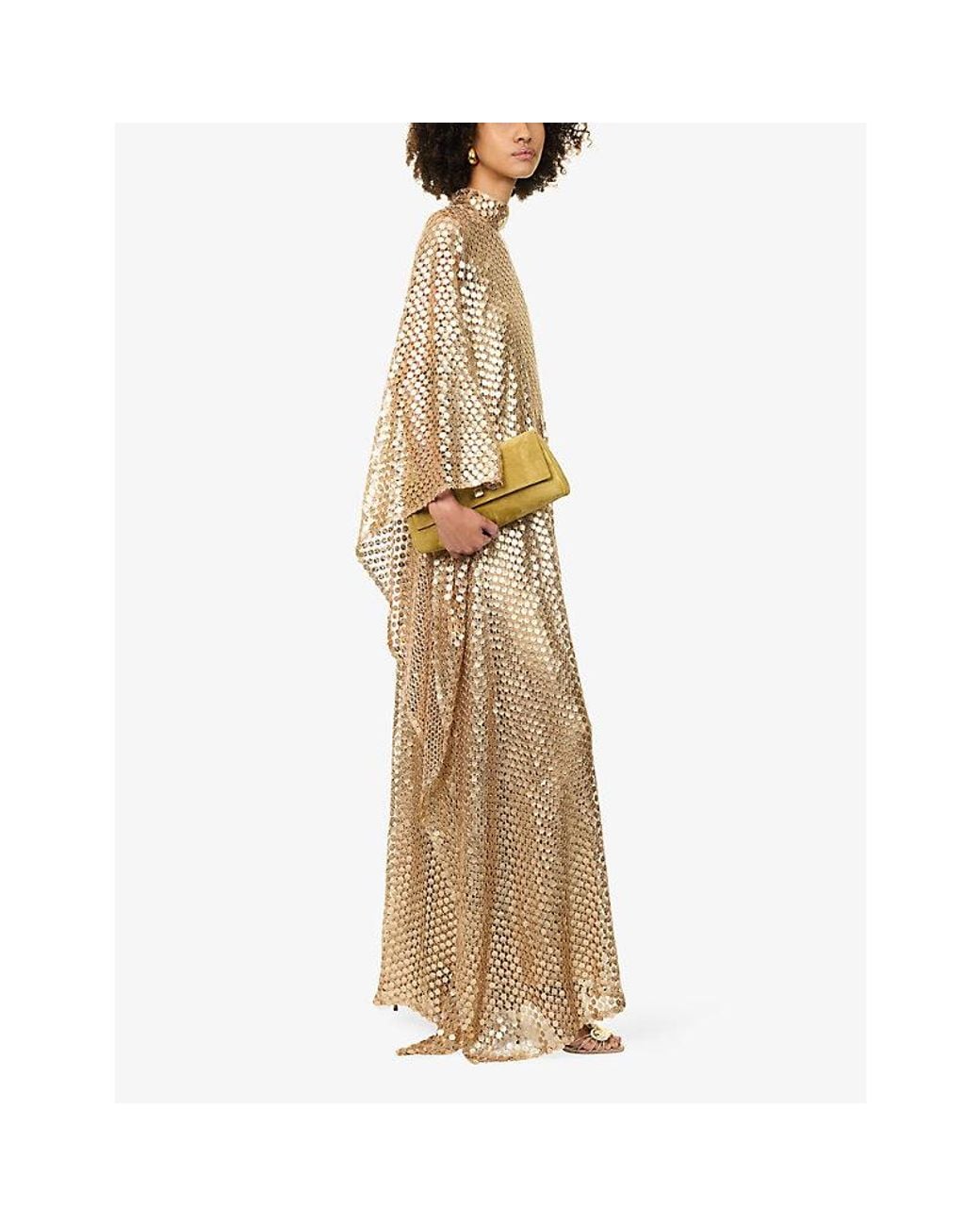 ‎Taller Marmo Natural Deserto Sequinned Woven Kaftan Dress