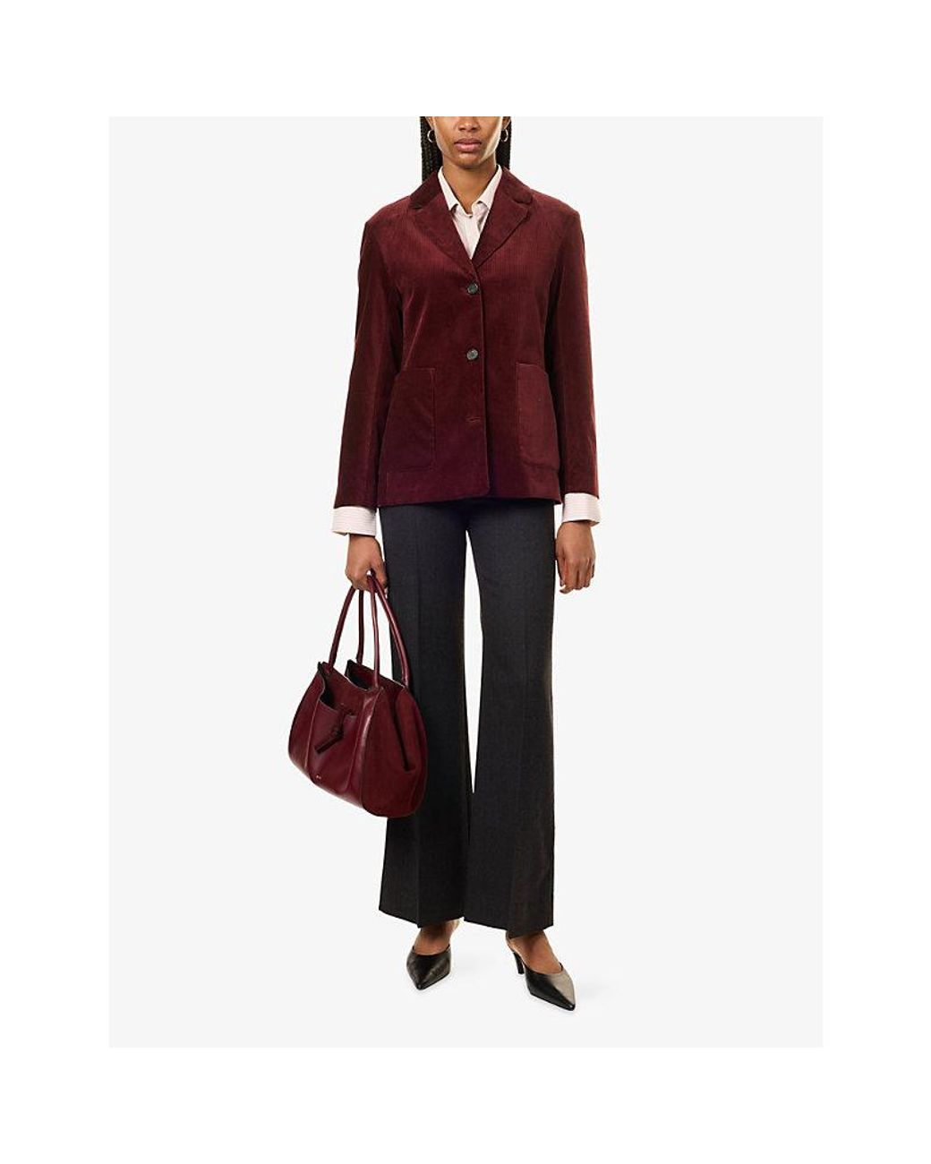 Max Mara Purple Maranta Rib-Knit Velvet Cotton Blazer