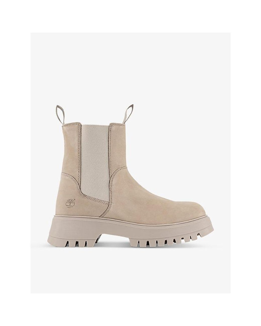 Timberland Pull-tab Chunky-sole Leather Chelsea Boots in Natural | Lyst