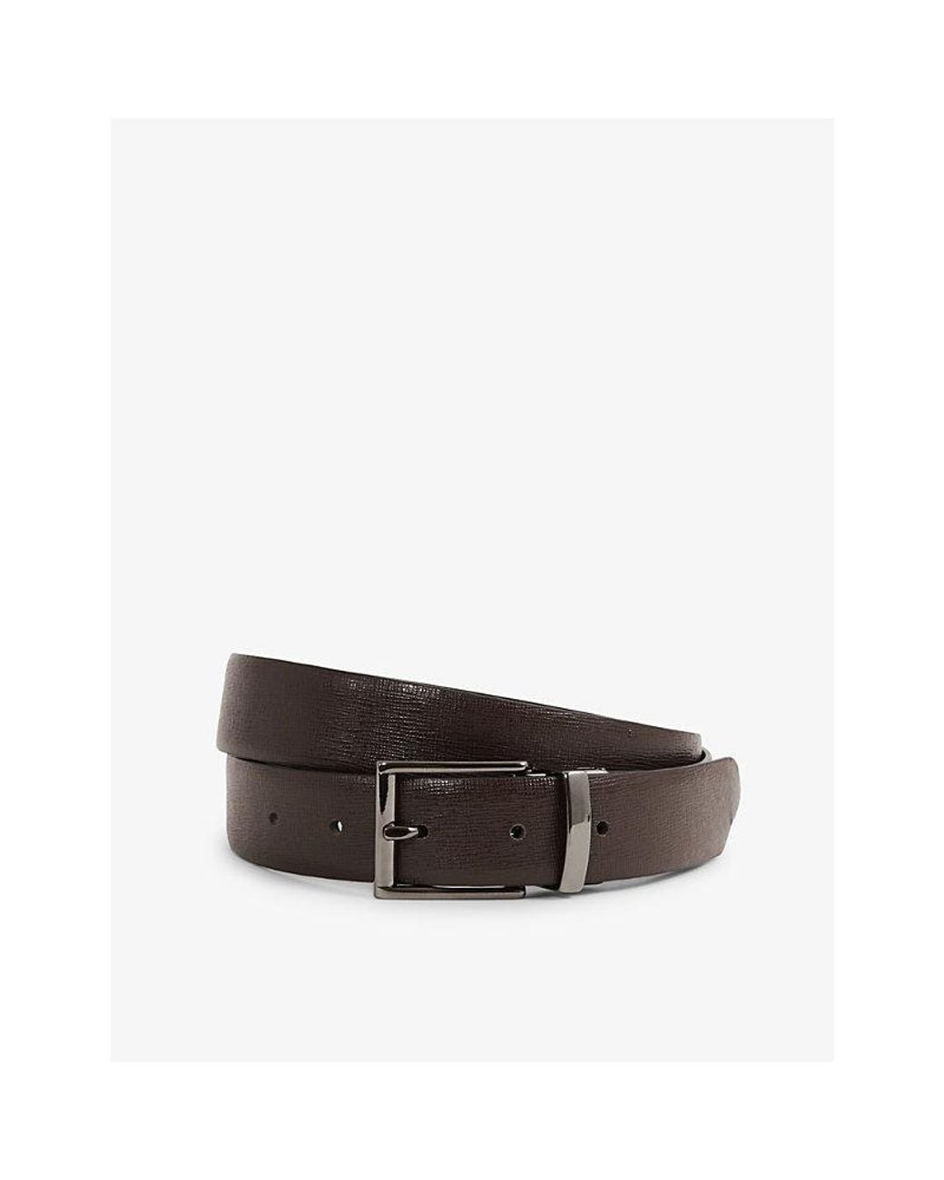 Reiss Black Ricky Reversible Leather Belt for men