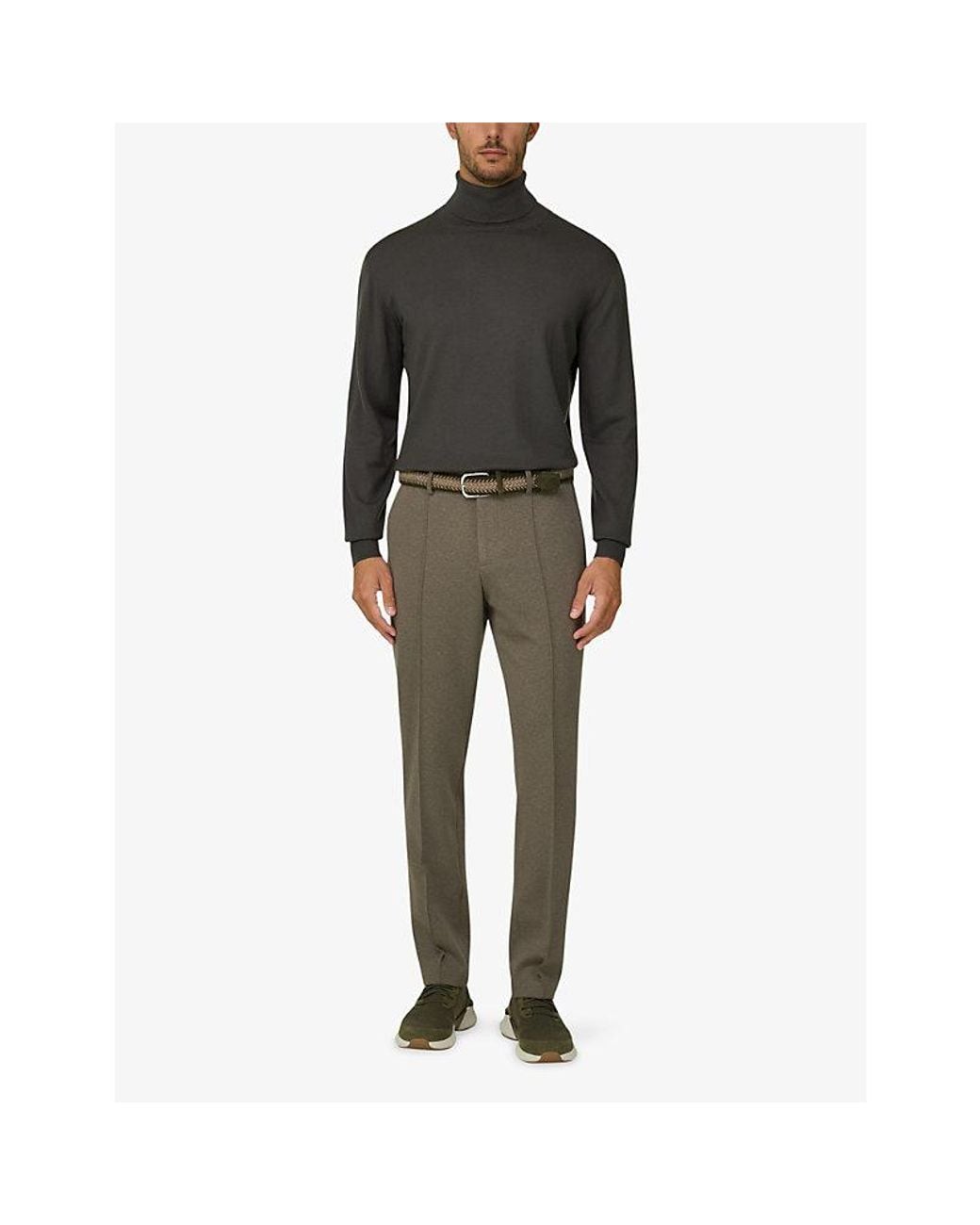 Boggi Gray Straight-Leg Regular-Fit Stretch-Cotton Trousers for men