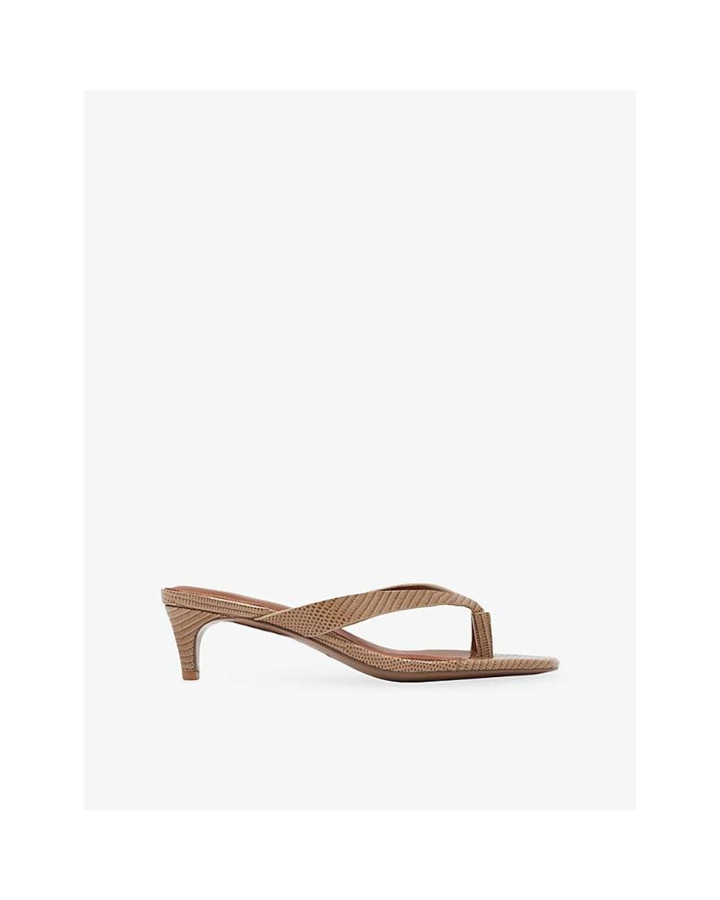 Reiss Natural Mia Leather Heeled Sandals