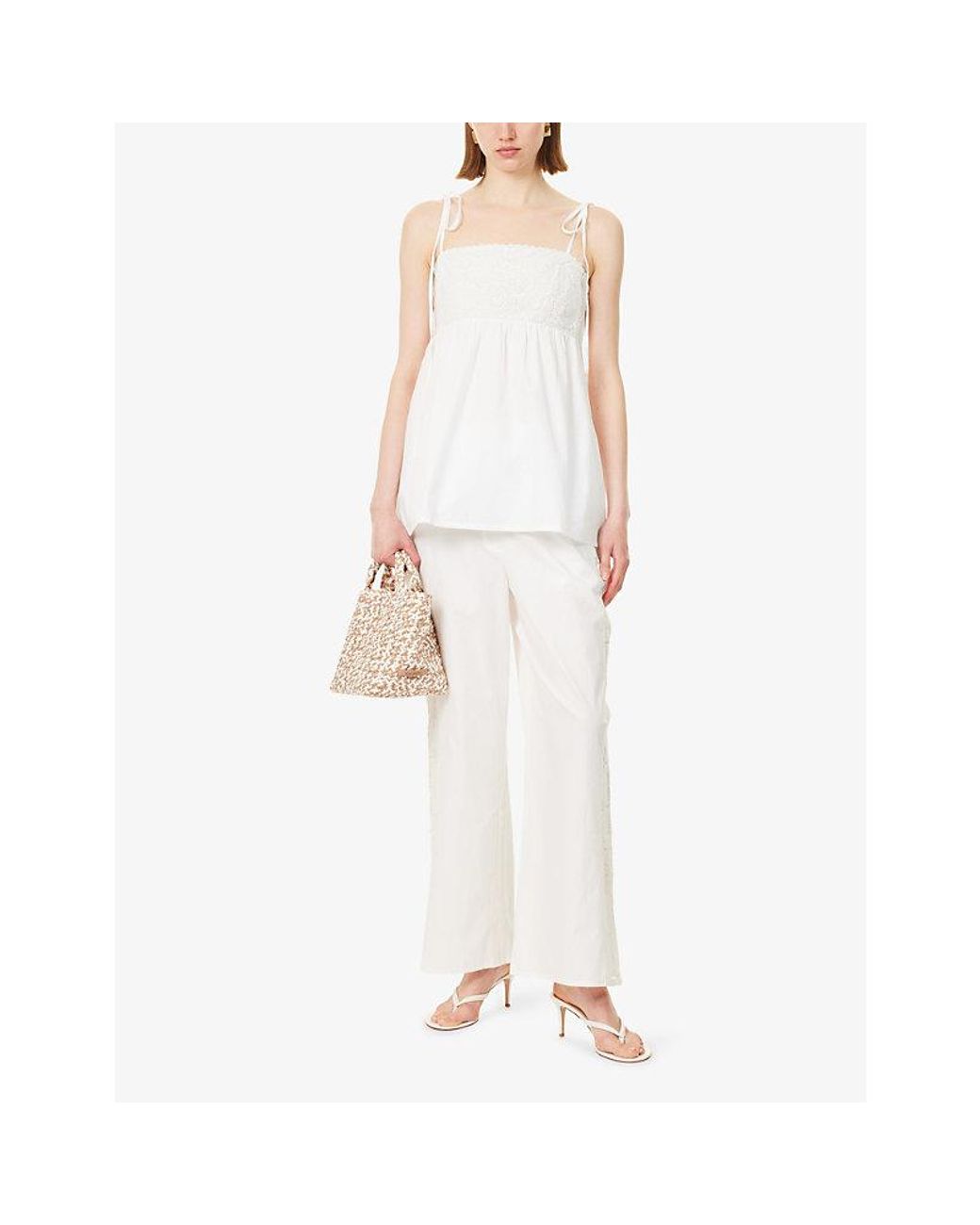 Pretty Lavish White Rae Crochet Cotton Cami Top