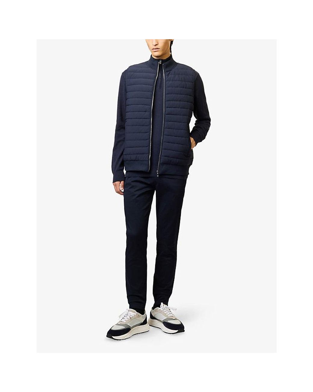 Arne Blue Hybrid Quilted Woven Gilet for men