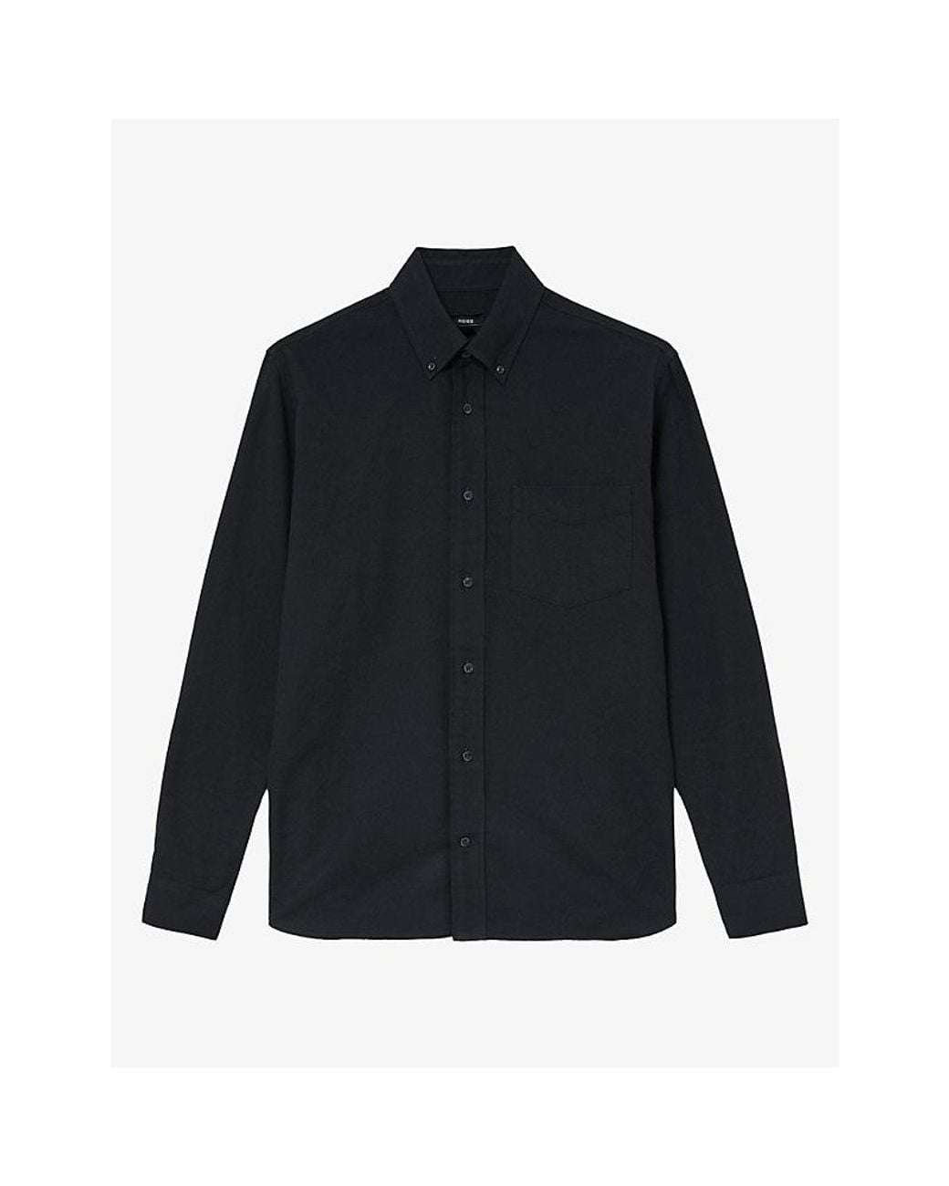 Reiss Blue Hunt Regular-Fit Cotton-Flannel Shirt for men