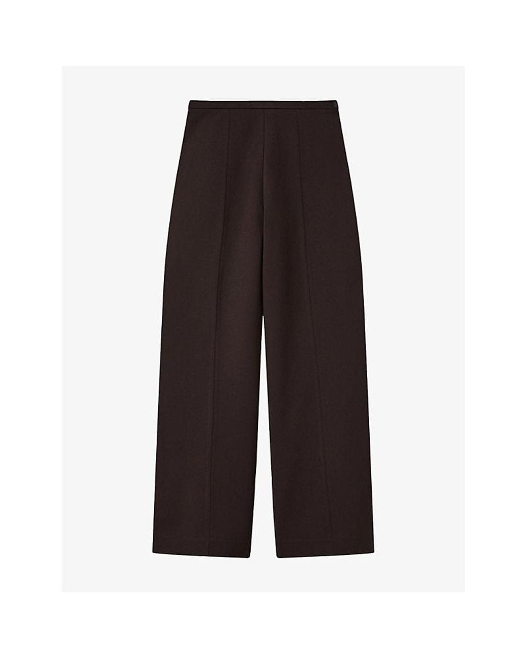 Whistles Black Wide-Leg Mid-Rise Stretch-Woven Trousers