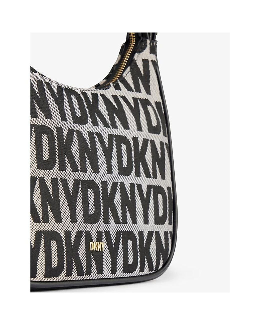 DKNY Monogram-print Woven Cross-body Bag in Black | Lyst