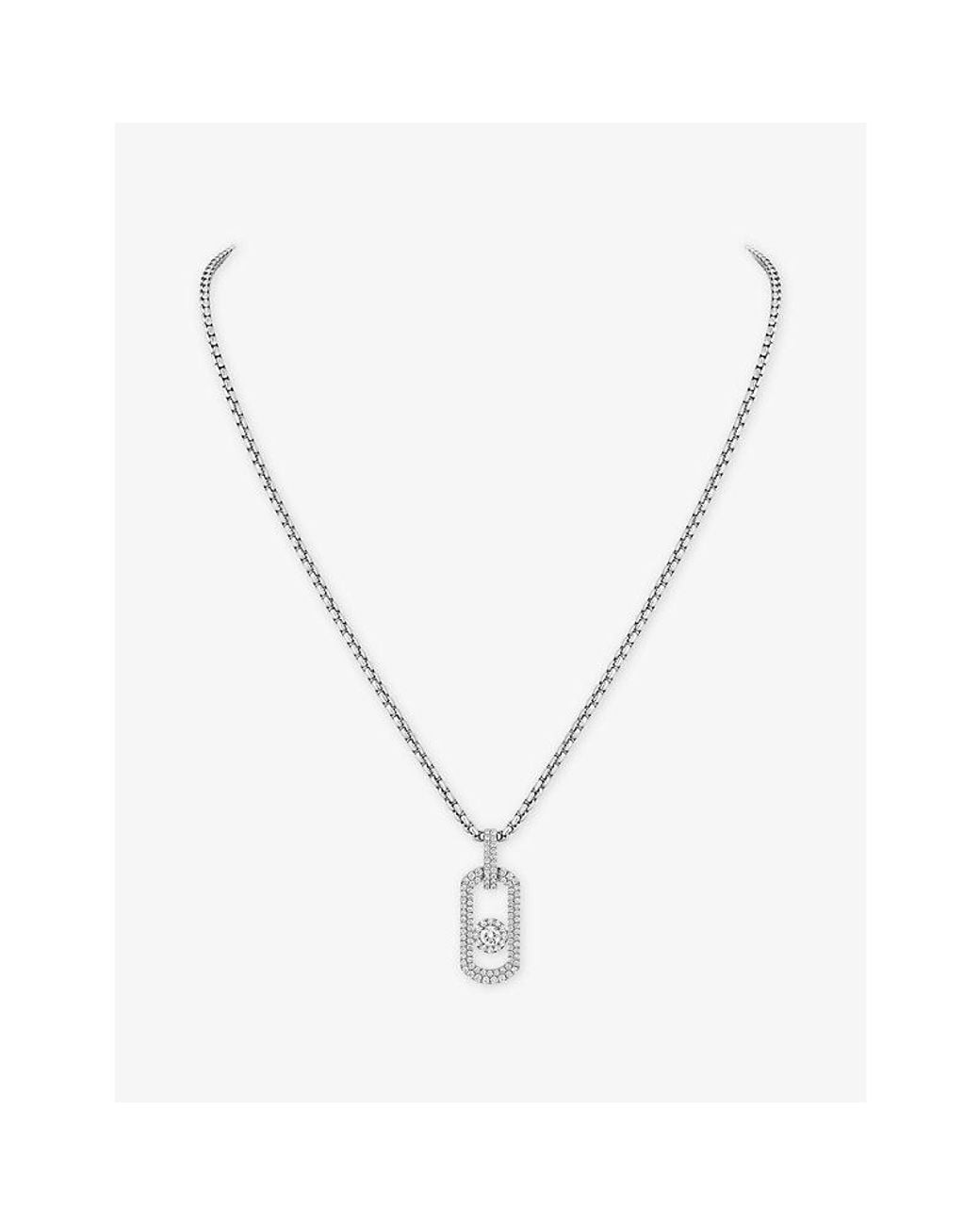 Messika Metallic So Move Pave 18Ct- And 1.14Ct Diamond Pendant Necklace