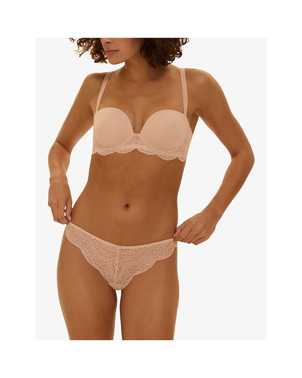 Simone Perele White Karma Scallop-Trim Stretch-Woven Plunge Bra