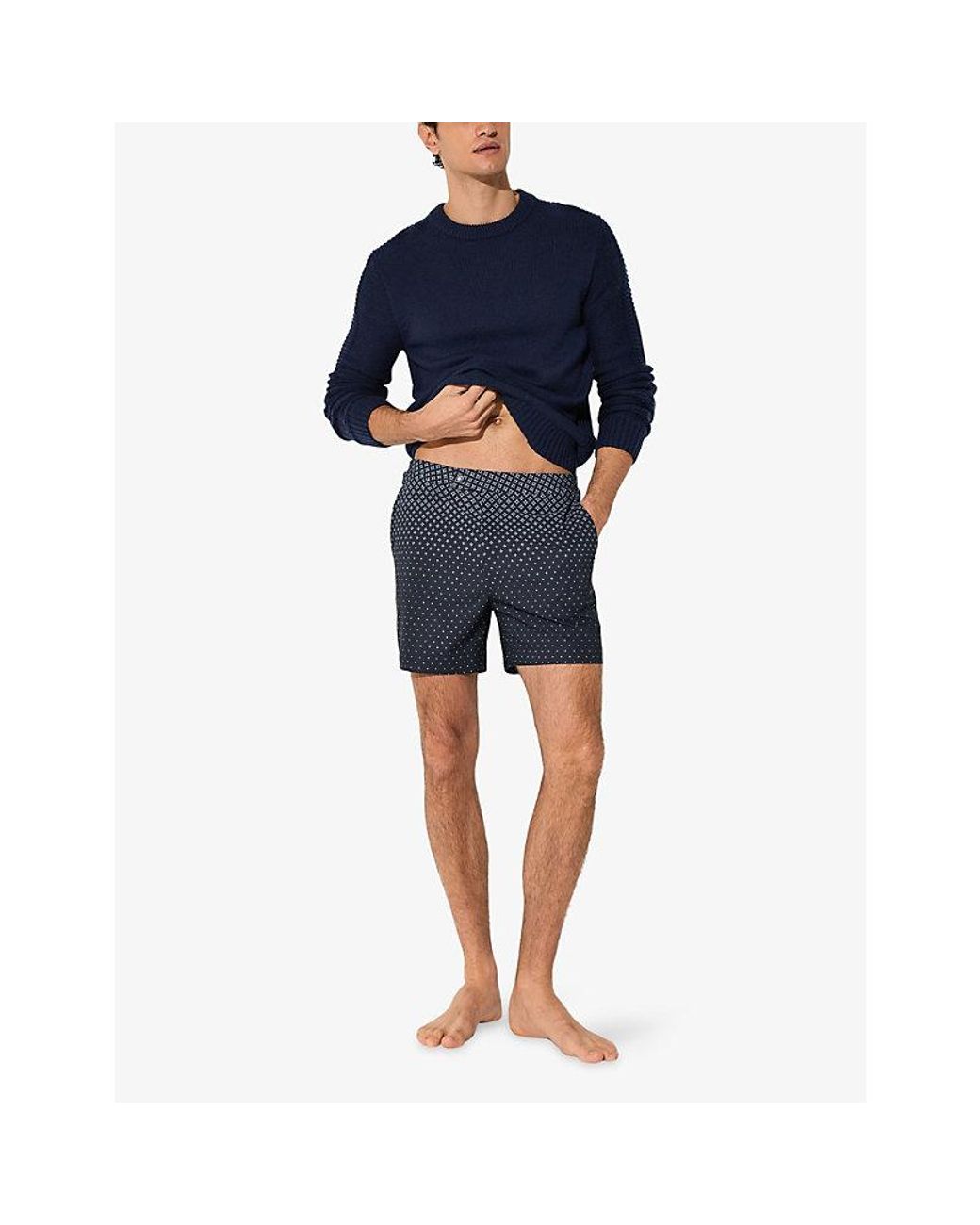 Reiss Blue Darli Geo-Print Swim Shorts for men