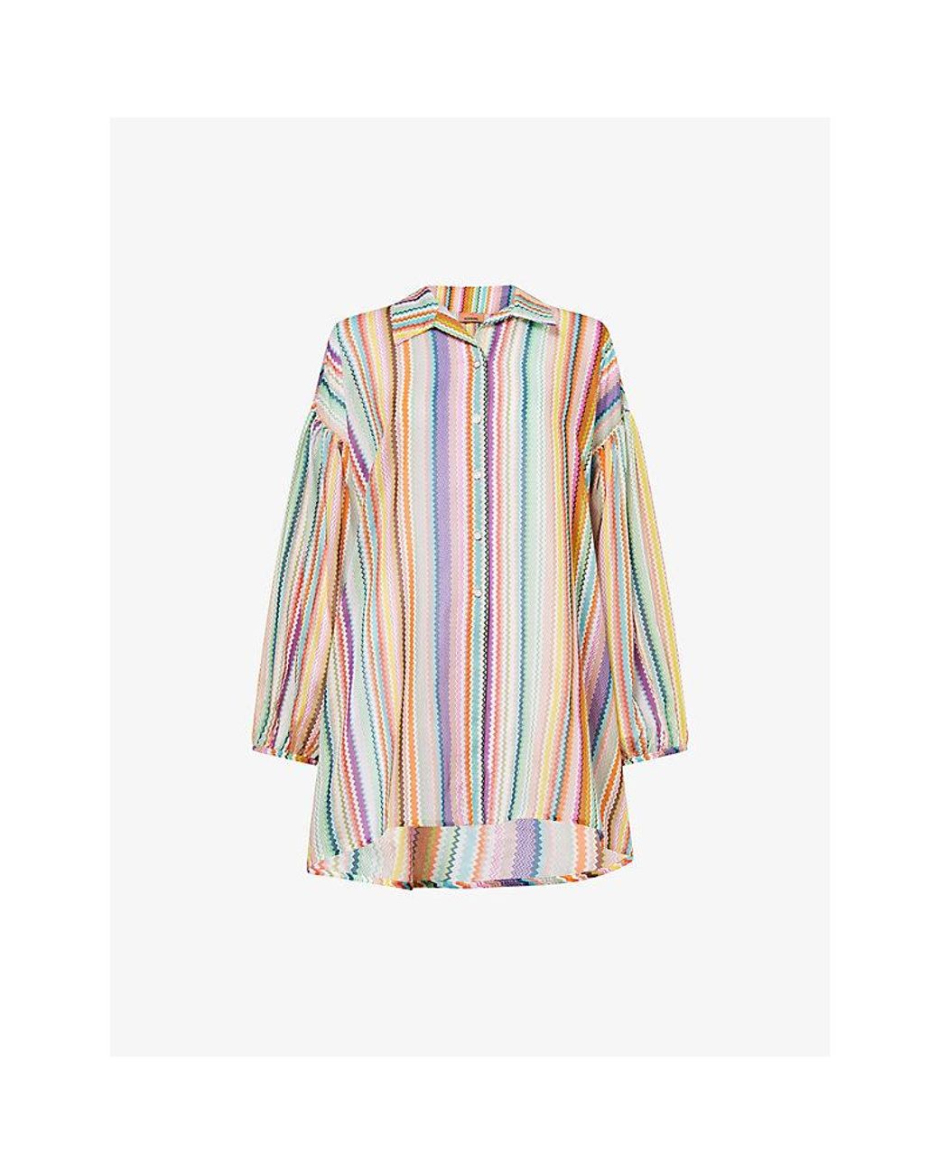 Missoni Multicolor Collared Zig-Zag Cotton And Silk-Blend Kaftan