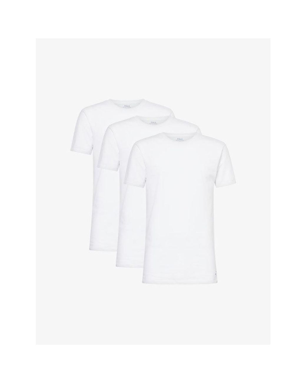 Polo Ralph Lauren White Classic-Fit Short-Sleeve Pack Of Three Cotton-Jersey T-Shirts for men