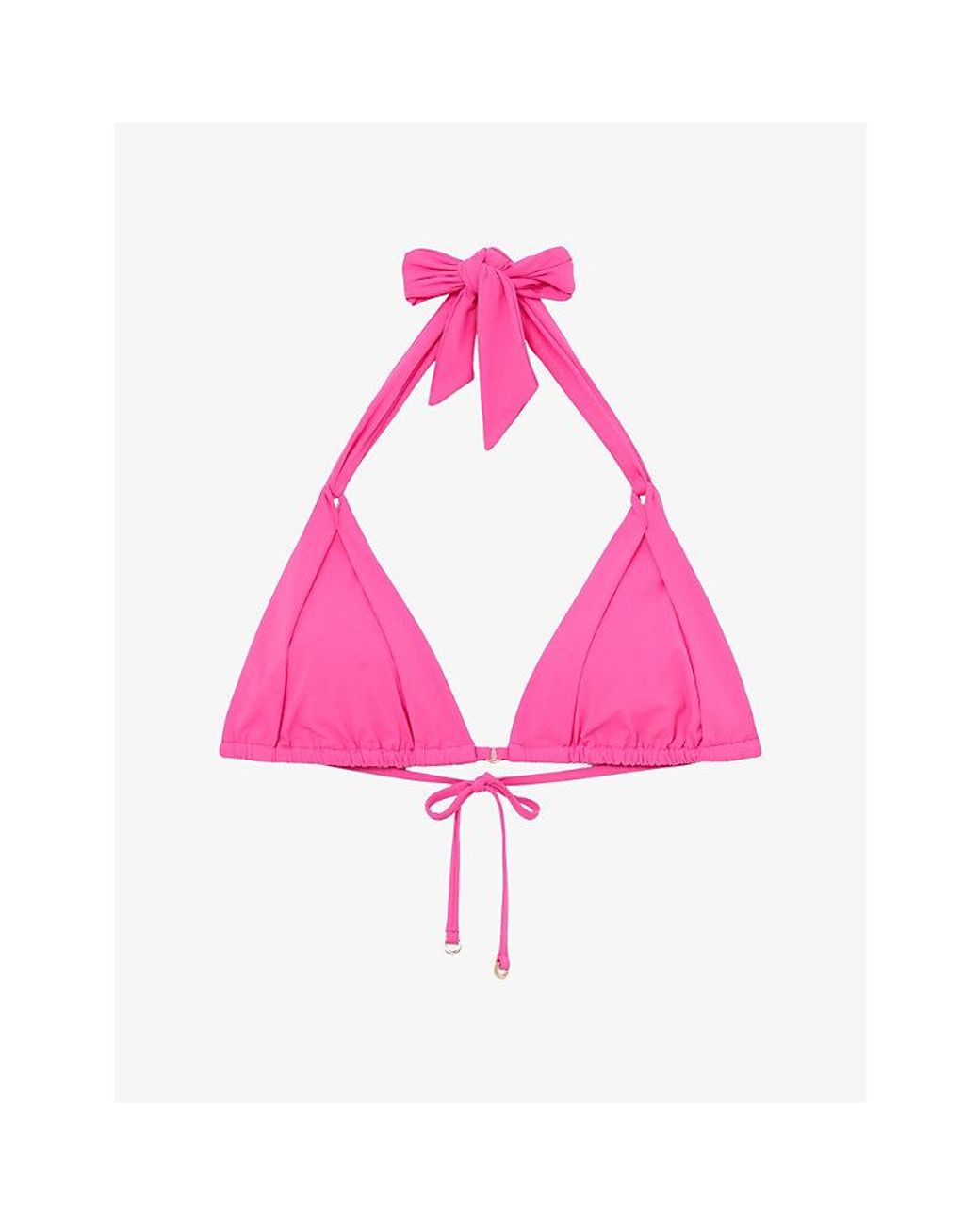 Reiss Pink Matilda Triangle-Cup Stretch-Woven Bikini Top