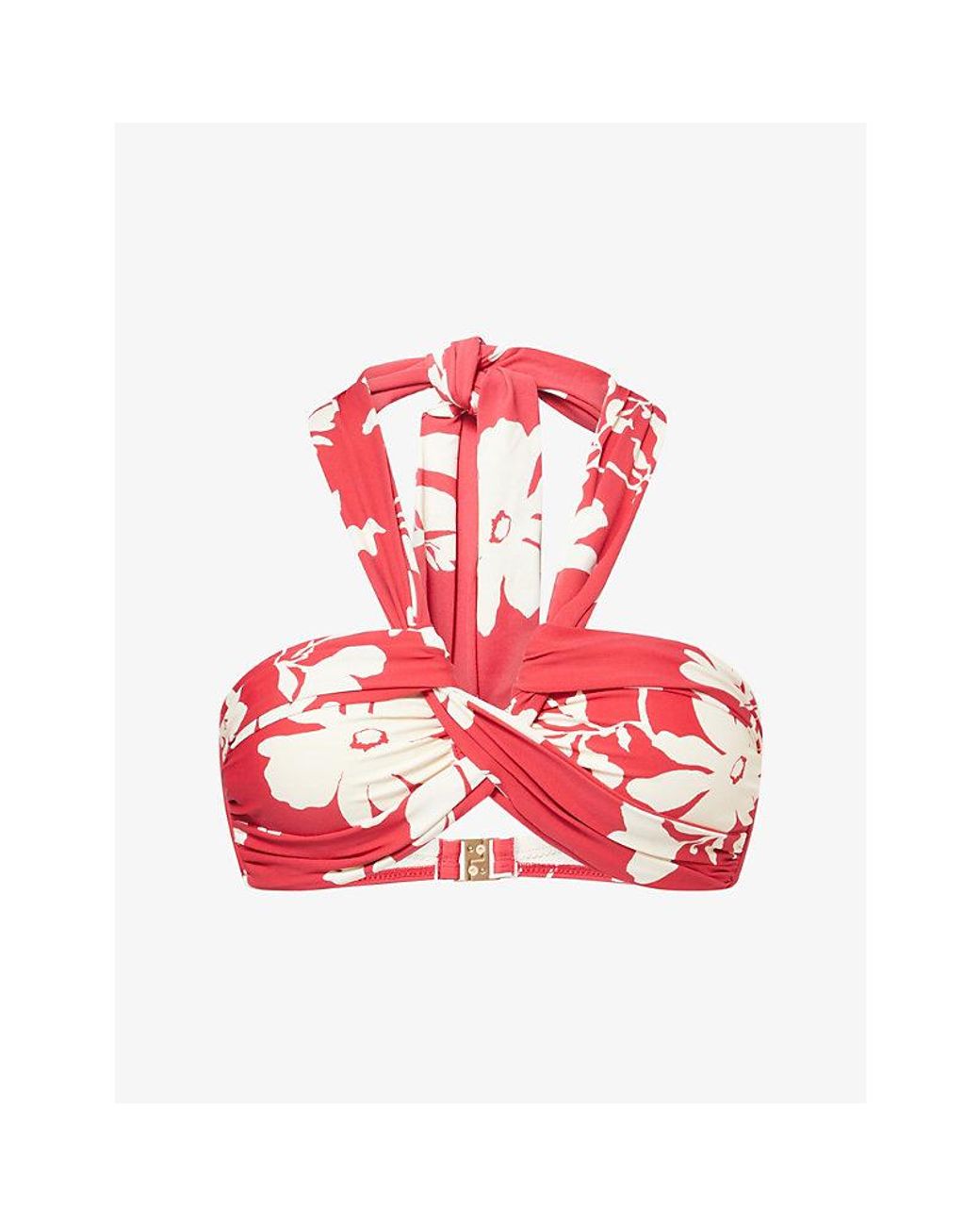 Seafolly Red Mayflower Halterneck Bandeau Bikini Top