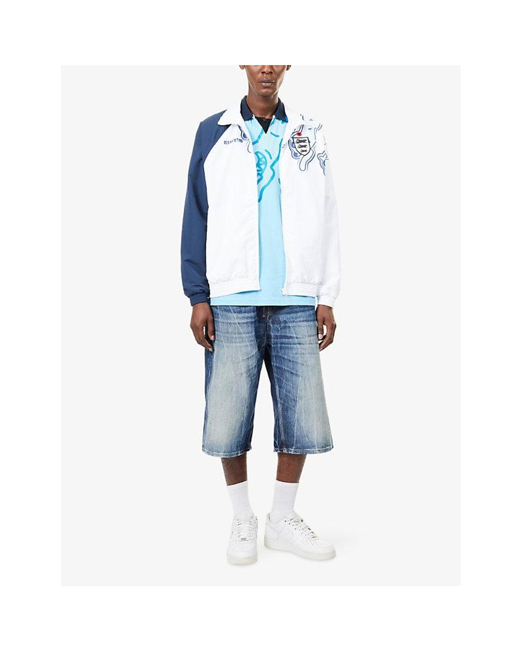 ICECREAM Blue Running Dog Panelled Nylon Track Top for men