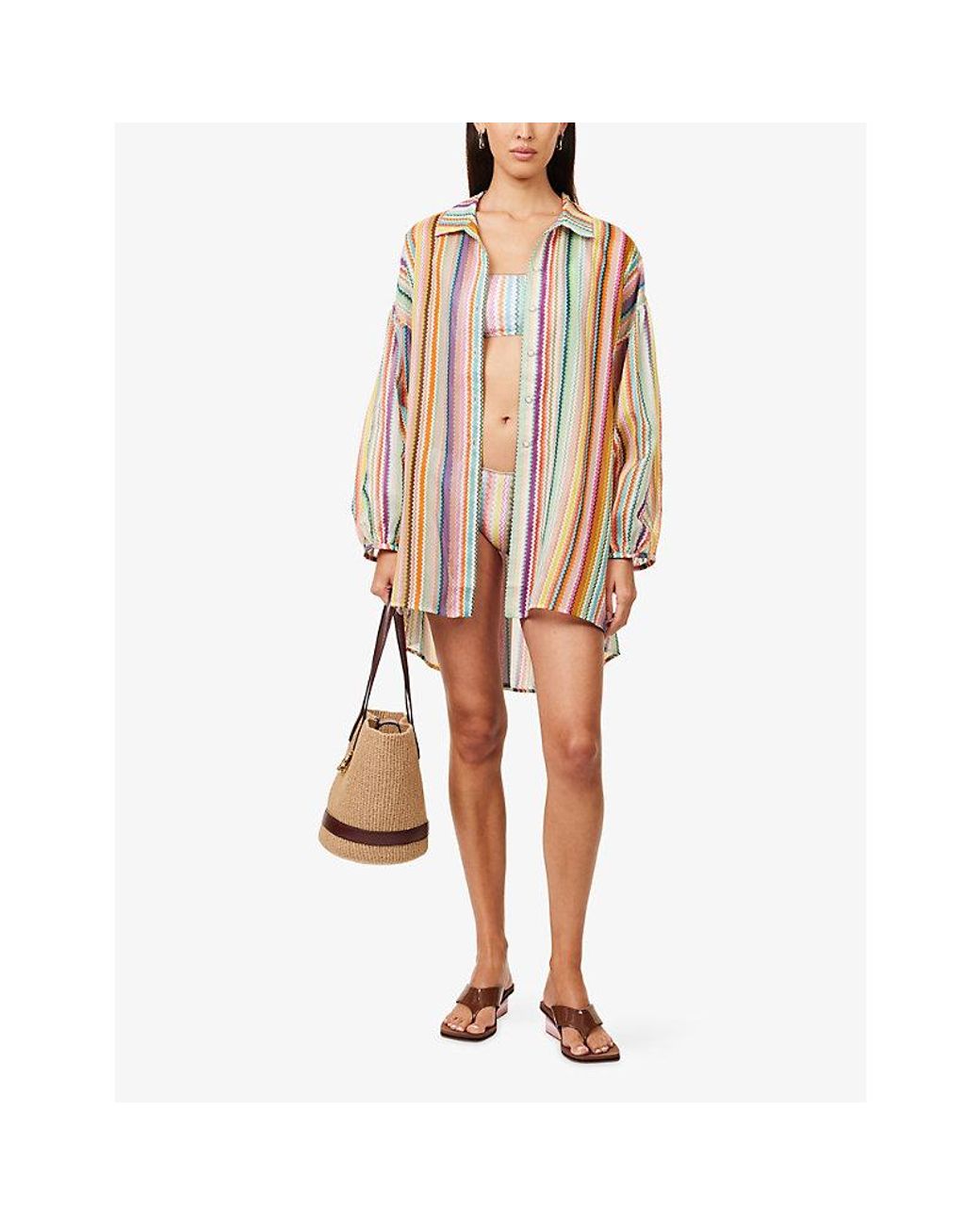 Missoni Multicolor Collared Zig-Zag Cotton And Silk-Blend Kaftan