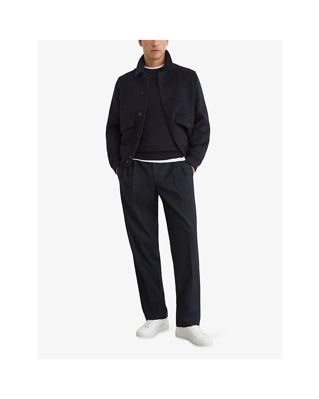 Reiss Blue Arden Relaxed-Fit Stretch-Woven Trousers for men