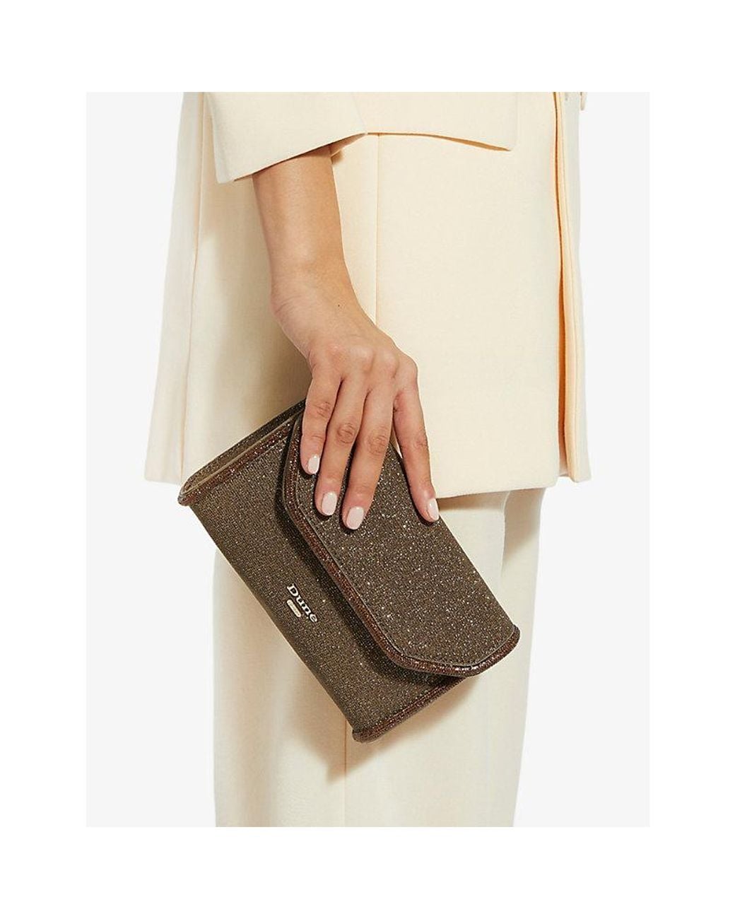 Dune Gray Bellini Woven Clutch Bag