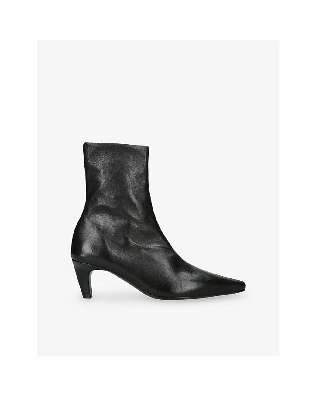 Jude Black Cave Leather Heeled Ankle Boots
