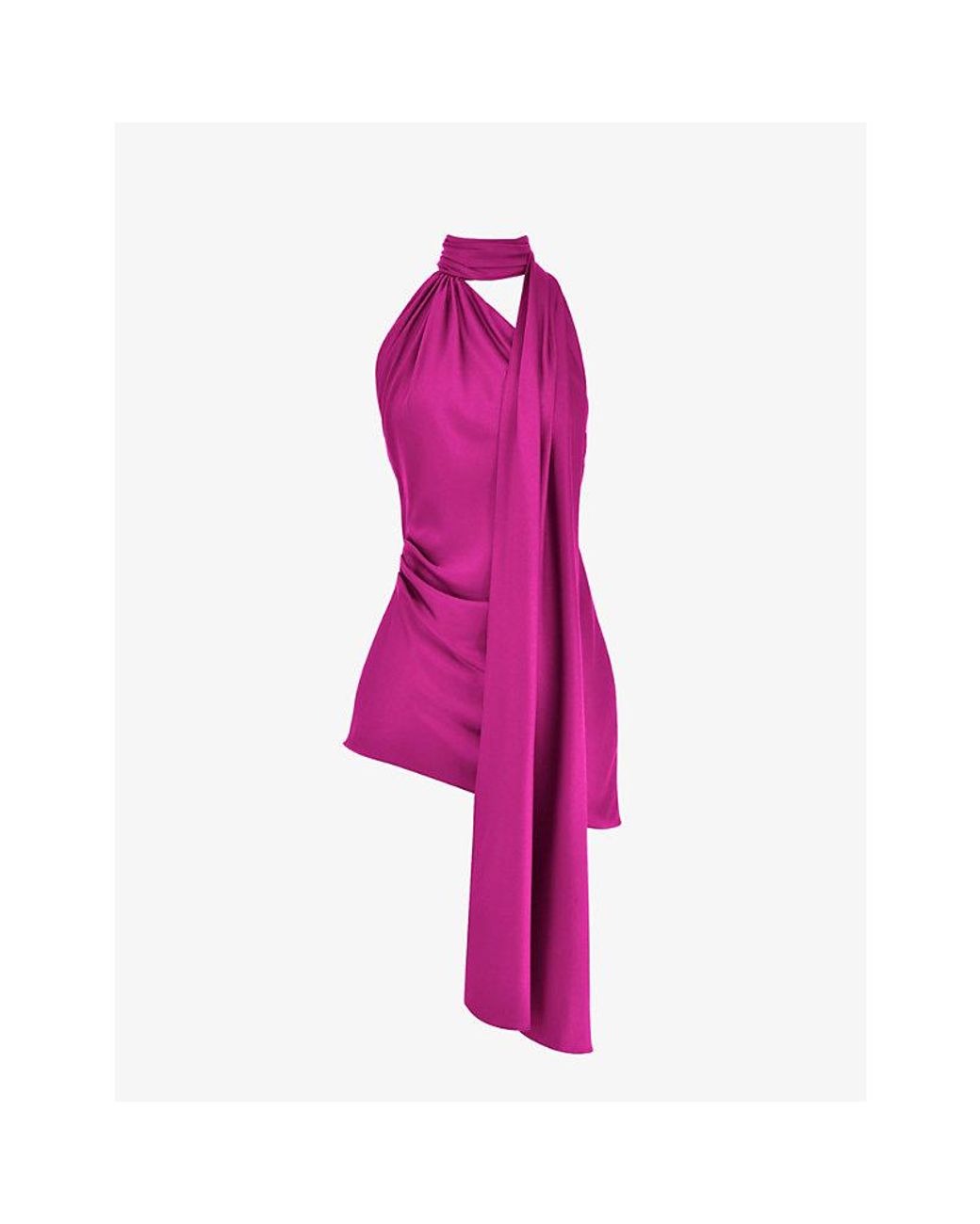 House Of Cb Pink Aida Asymmetric Satin Mini Dress