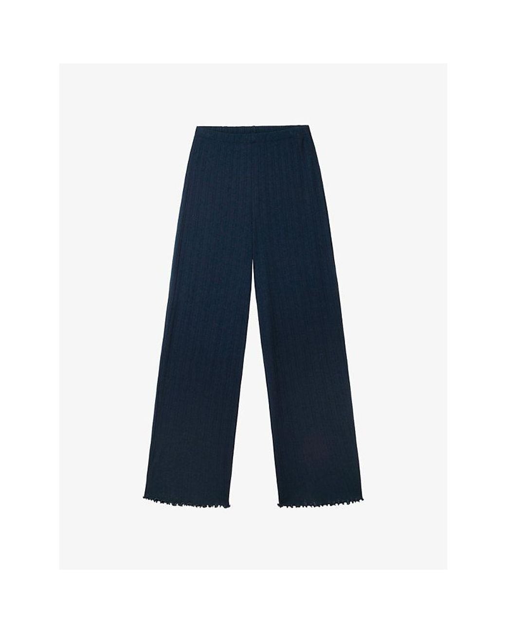 The White Company Blue Pointelle Elasticated-Waist Stretch-Jersey Trousers