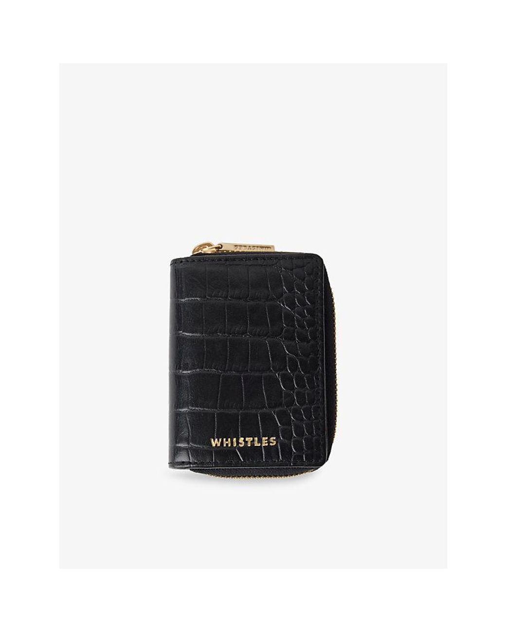 Whistles Black Croc-Embossed Leather Purse