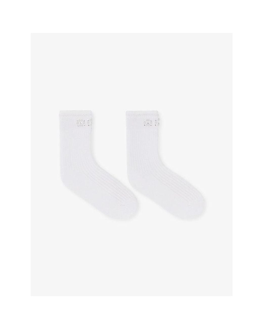 Maje White Pearl-Embellished Pointelle-Knit Cotton-Blend Socks