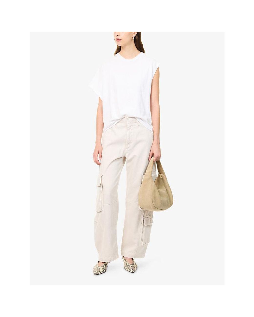 Agolde Natural Ambika Patch-Pocket Cotton-Blend Utility Trousers