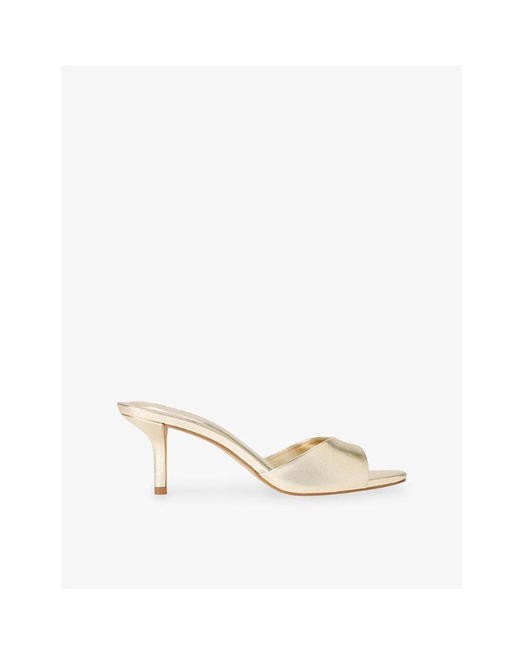 Steve Madden Natural Kendrix Metallic-Leather Heeled Mules