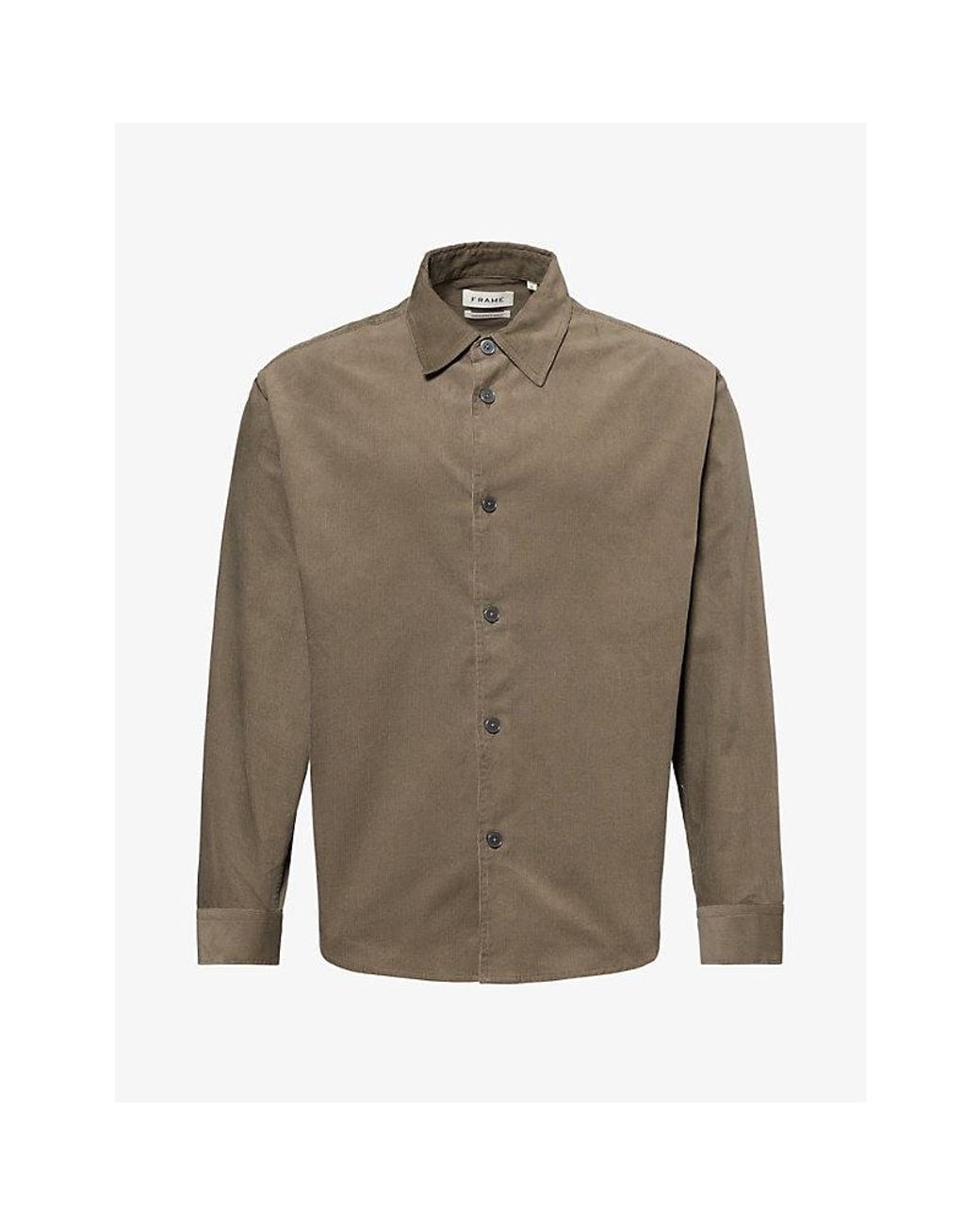 FRAME Green Micro Cord Cotton Overshirt for men