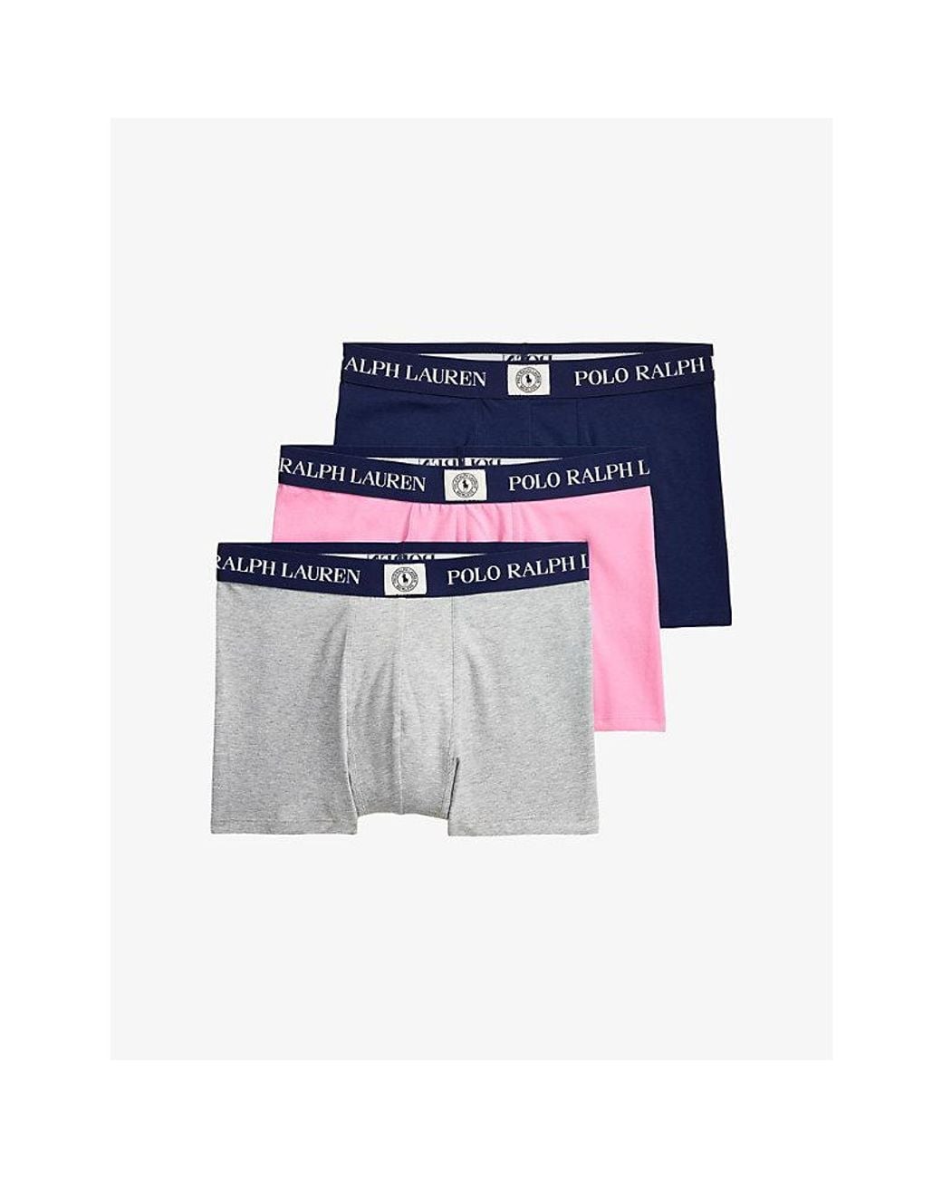 Polo Ralph Lauren Blue Branded-Waistband Pack Of Three Jersey Boxer Briefs for men