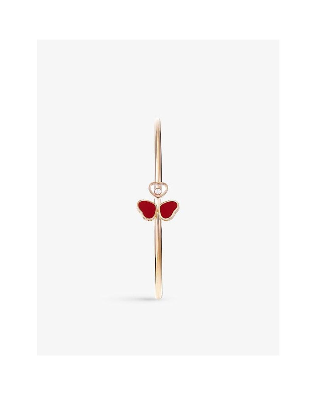 Chopard Multicolor Happy Hearts Wings 18Ct Rose- 0.05Ct Brilliant-Cut Diamond And-Stone Bracelet
