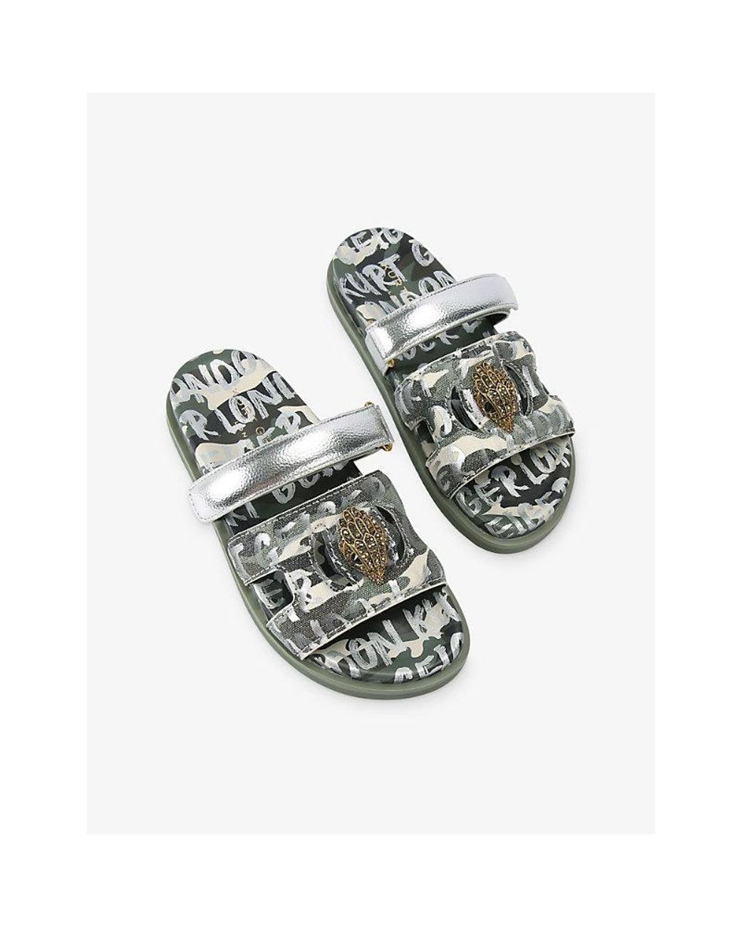 Kurt Geiger Green Eagle Cut-Out Woven Sandals