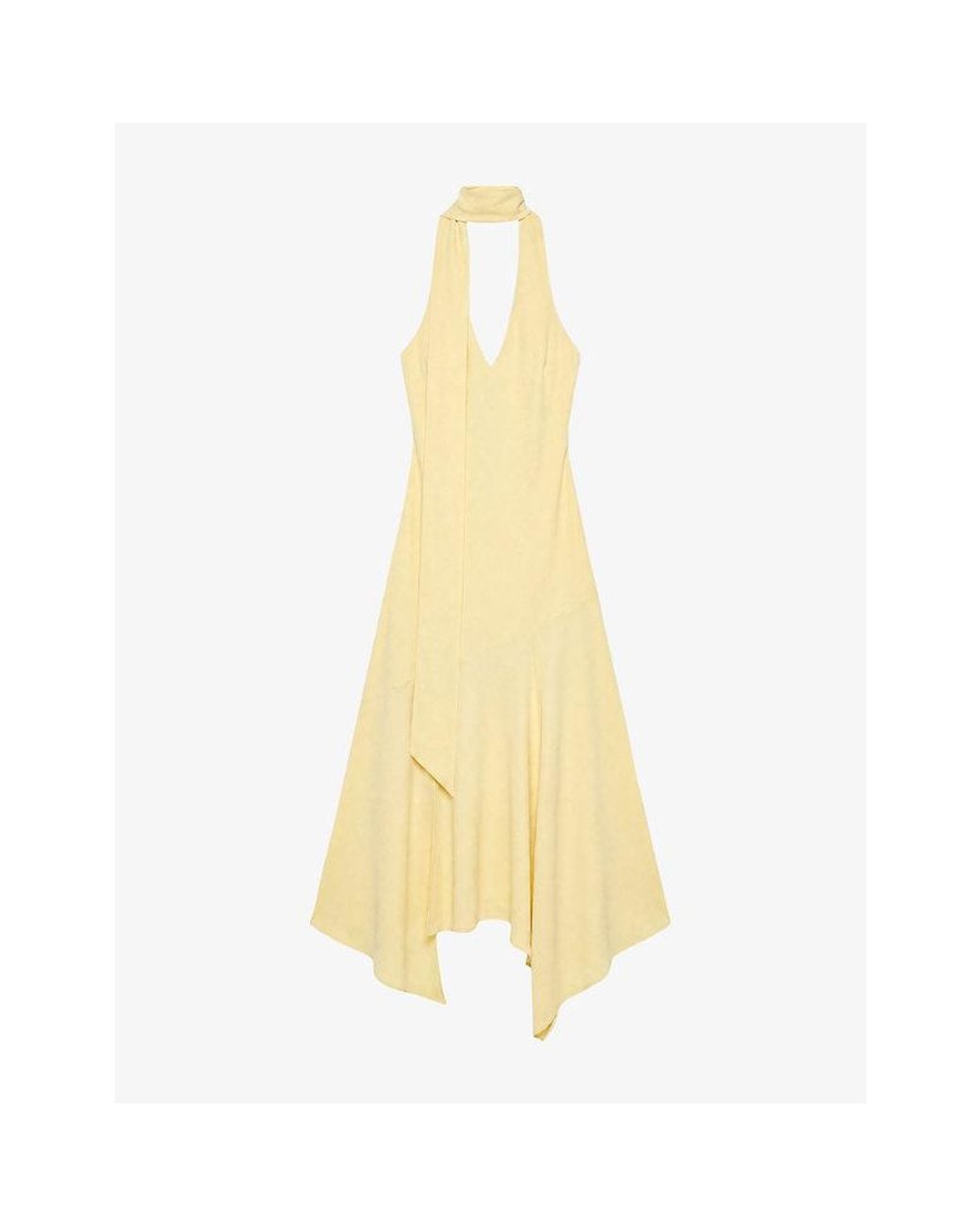 OMNES Yellow Divina Scarf Stretch-Modal Jersey Midi Dress