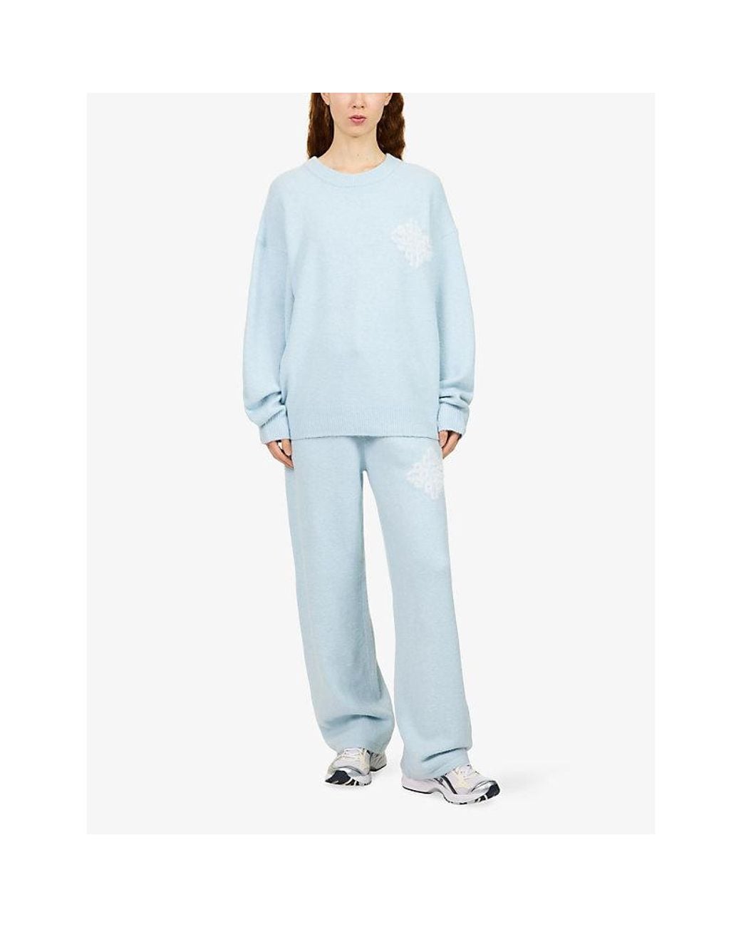 The Couture Club Blue Fluffy Crew-Neck Knit Jumper