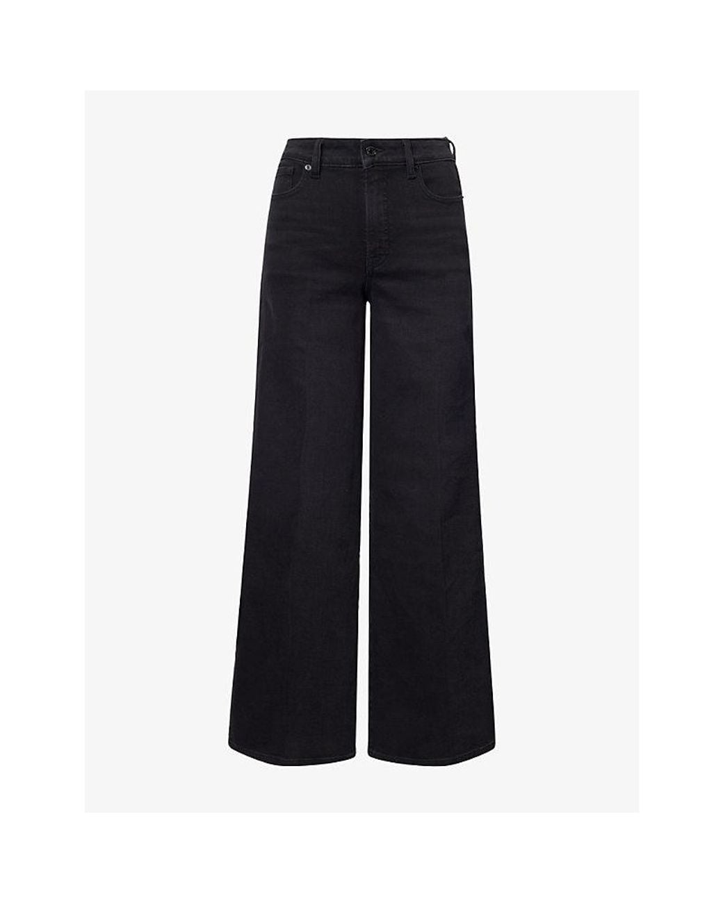 GOOD AMERICAN Blue High-Rise Wide-Leg Denim Jeans