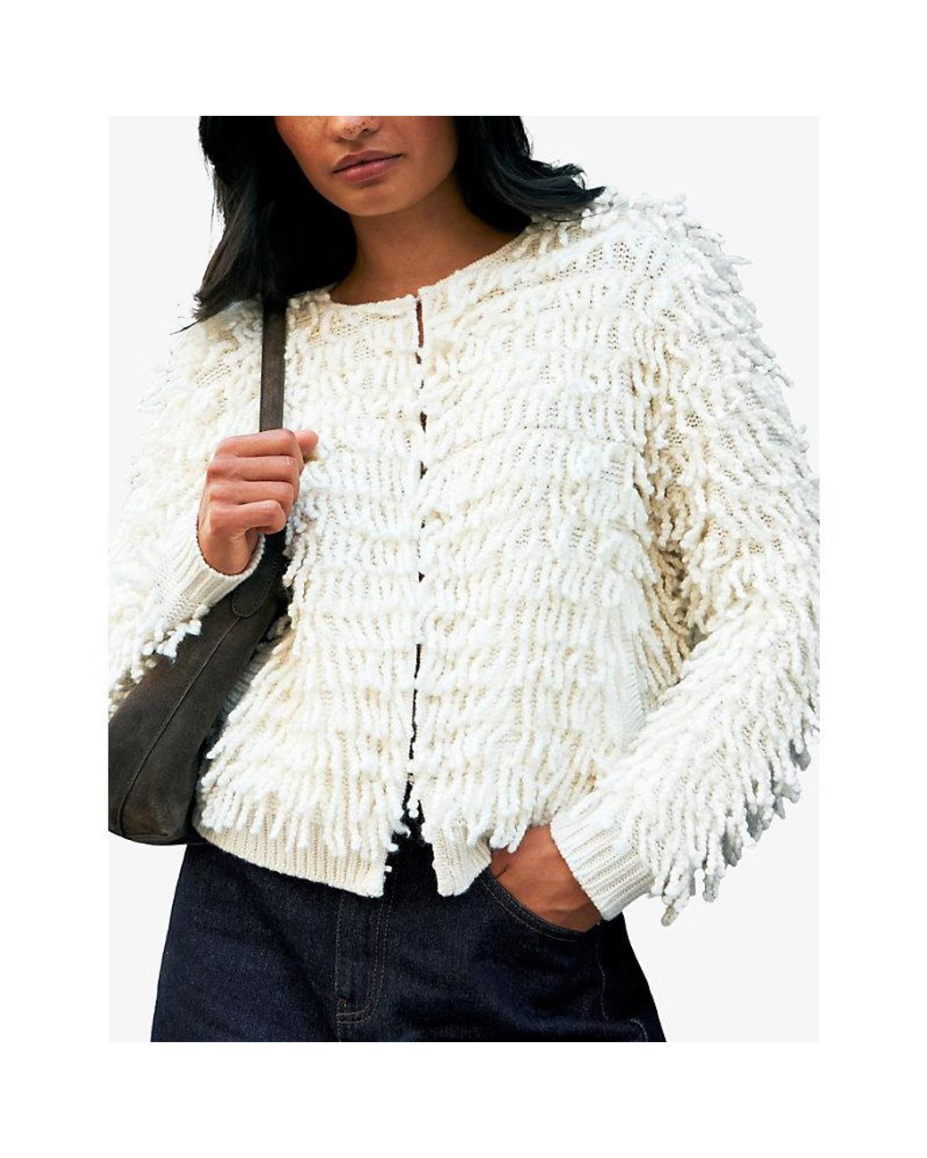 Ro&zo White Round-Neck Loop-Knit Wool And Cashmere-Blend Jacket