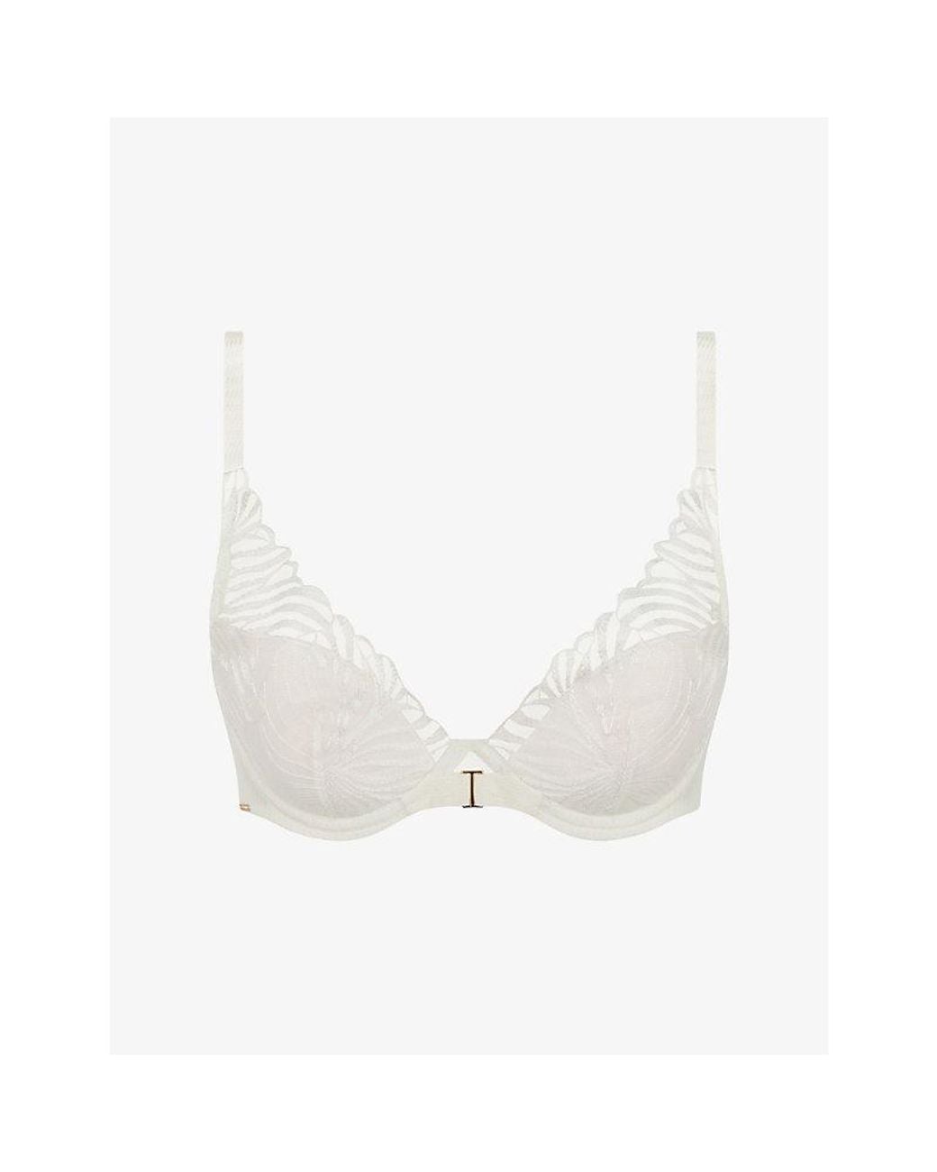 Chantelle White Legend Plunge T-Shirt Lace Bra