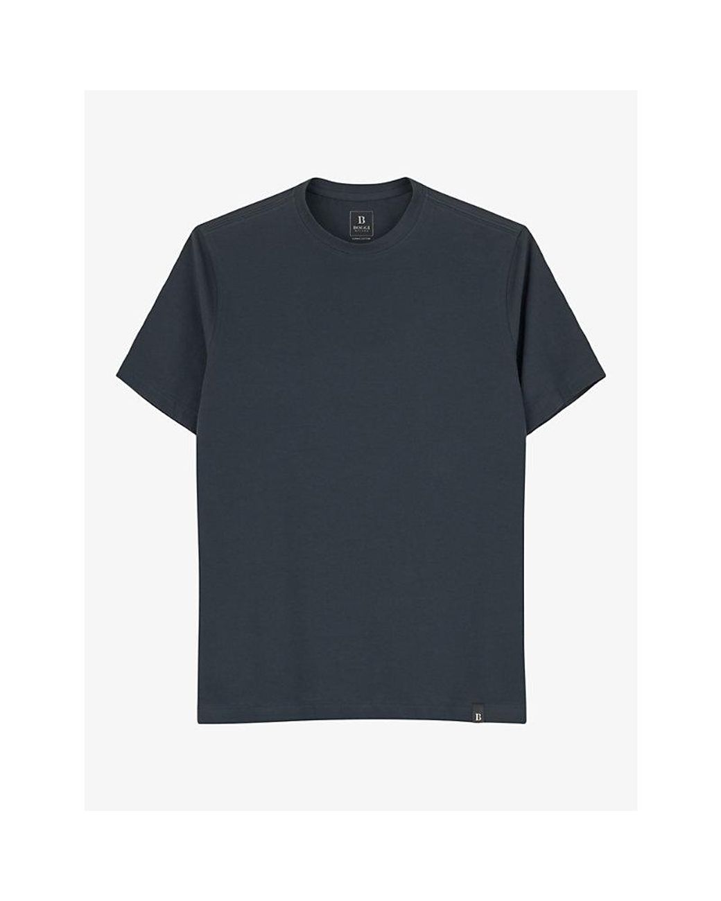 Boggi Blue Short-Sleeved Branded-Tab Stretch-Cotton T-Shirt for men