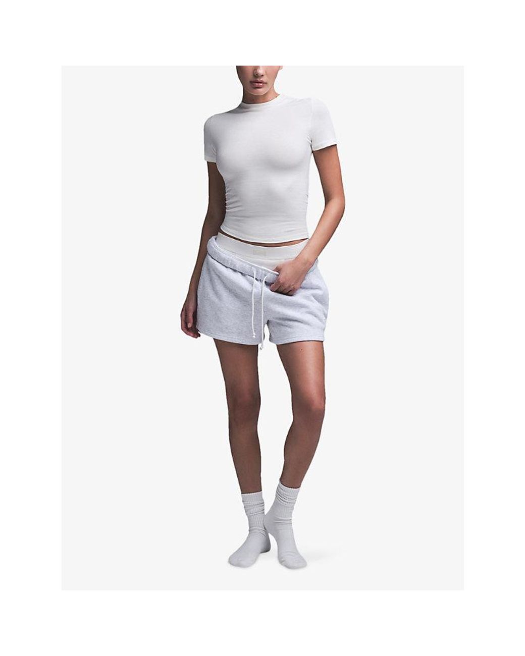 Skims White Short-Sleeved Slim-Fit Stretch-Cotton T-Shirt