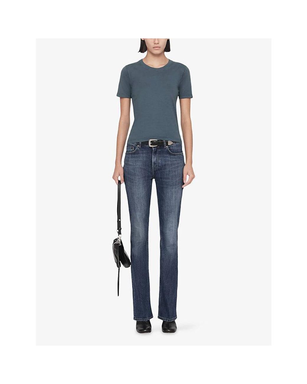 AllSaints Blue Hela Short-Sleeve Cotton T-Shirt