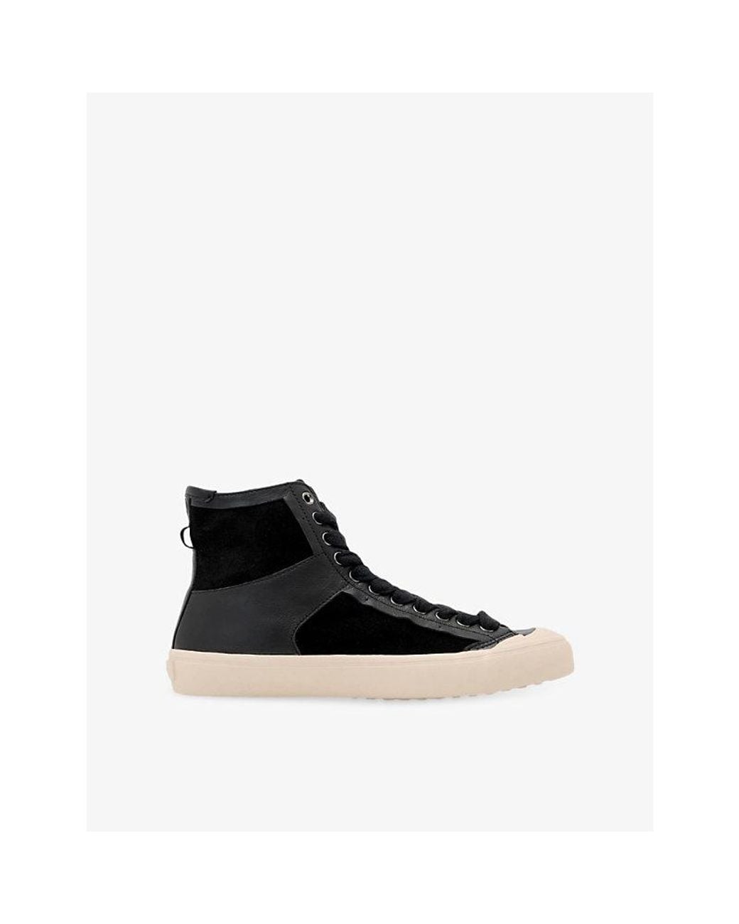 AllSaints Black Numont Leather And Suede Trainers