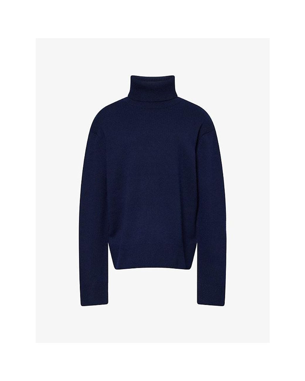 Frankie Shop Blue Gala Padded Knit Wool Turtleneck