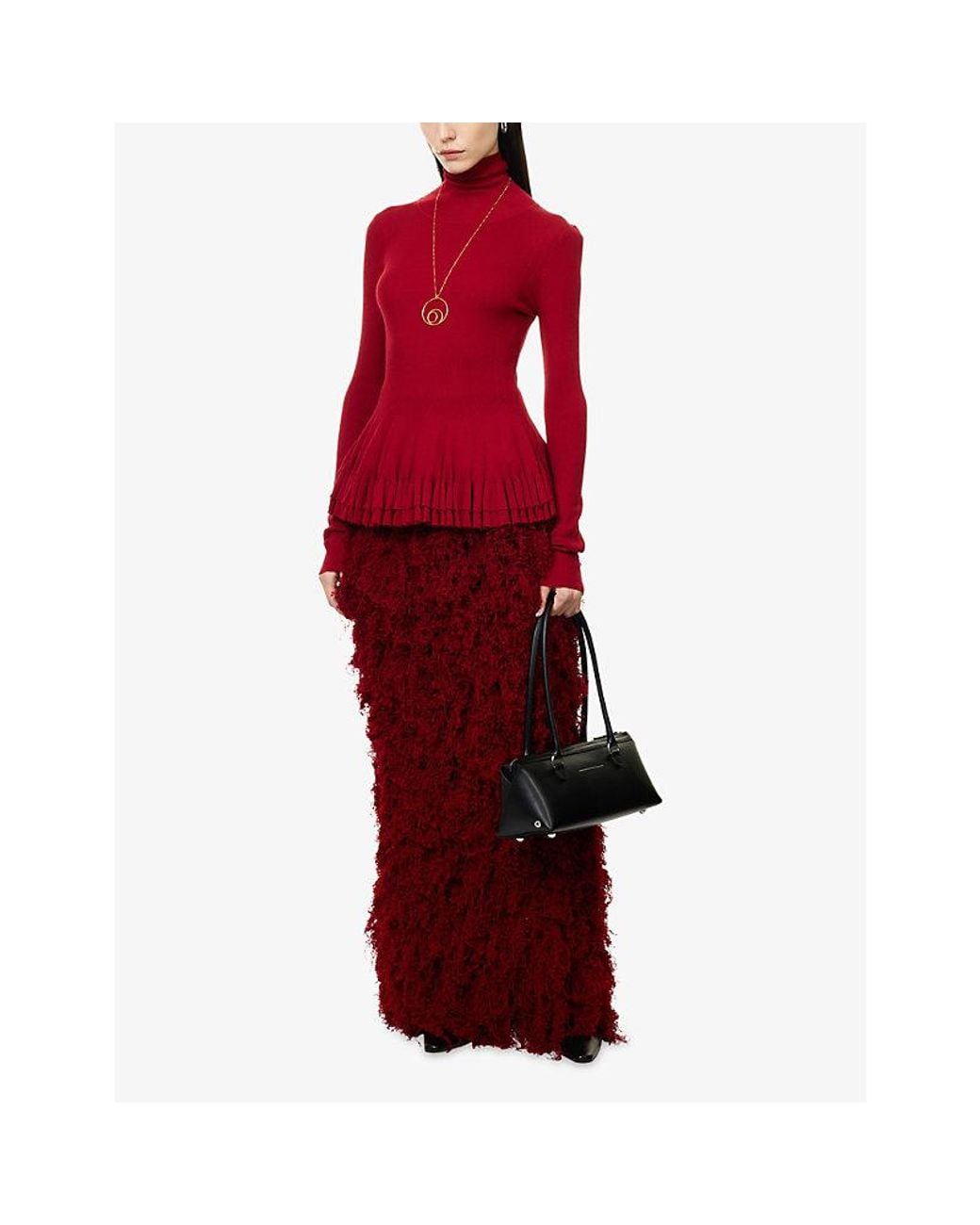 Ashlyn Red Merritt Turtleneck Wool-Blend Jumper