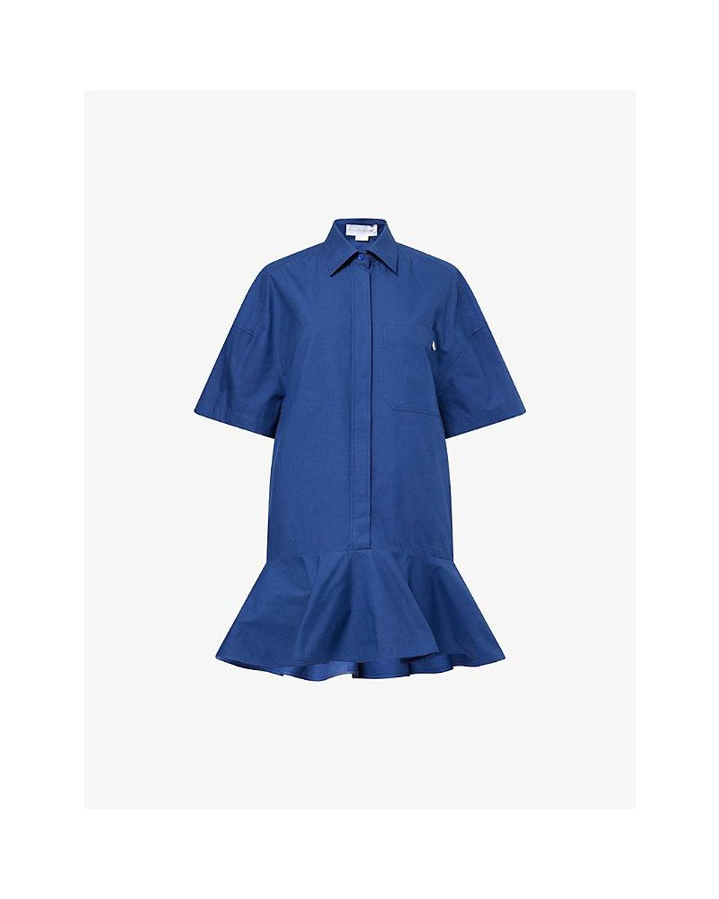 Stella McCartney Blue Peplum Shirt Cotton Mini Dress