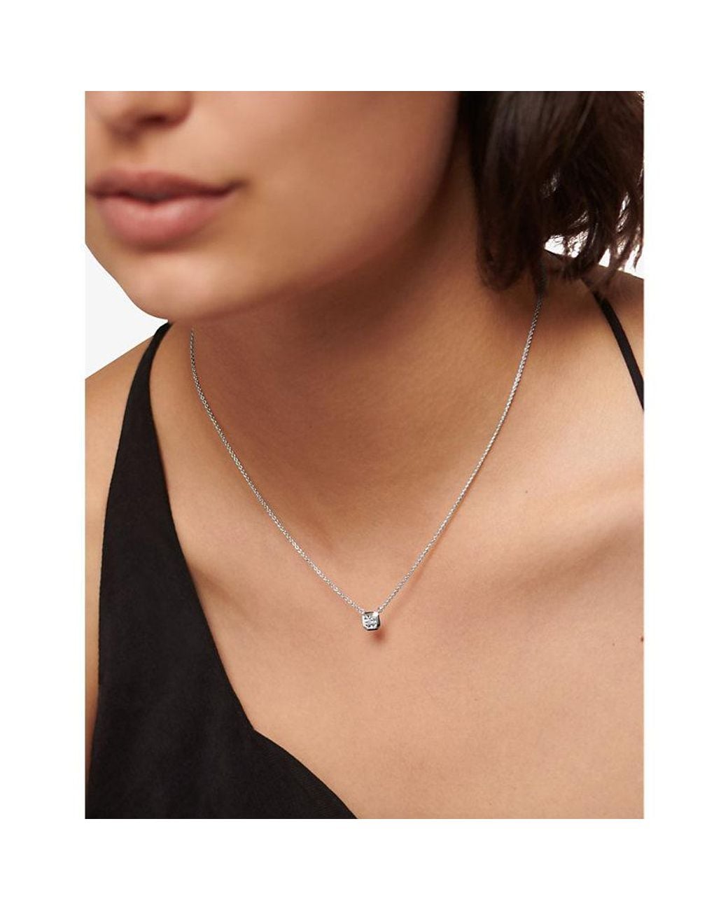 Monica Vinader White Solitaire Sterling- And 0.06Ct Lab-Grown Diamond Necklace