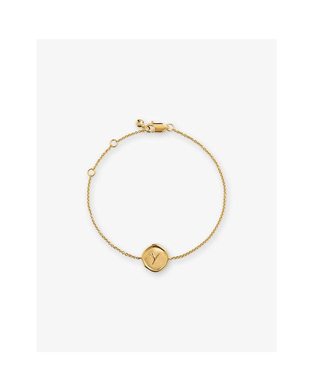 Monica Vinader Metallic Initial Y Stamp 18Ct Vermeil Chain Bracelet