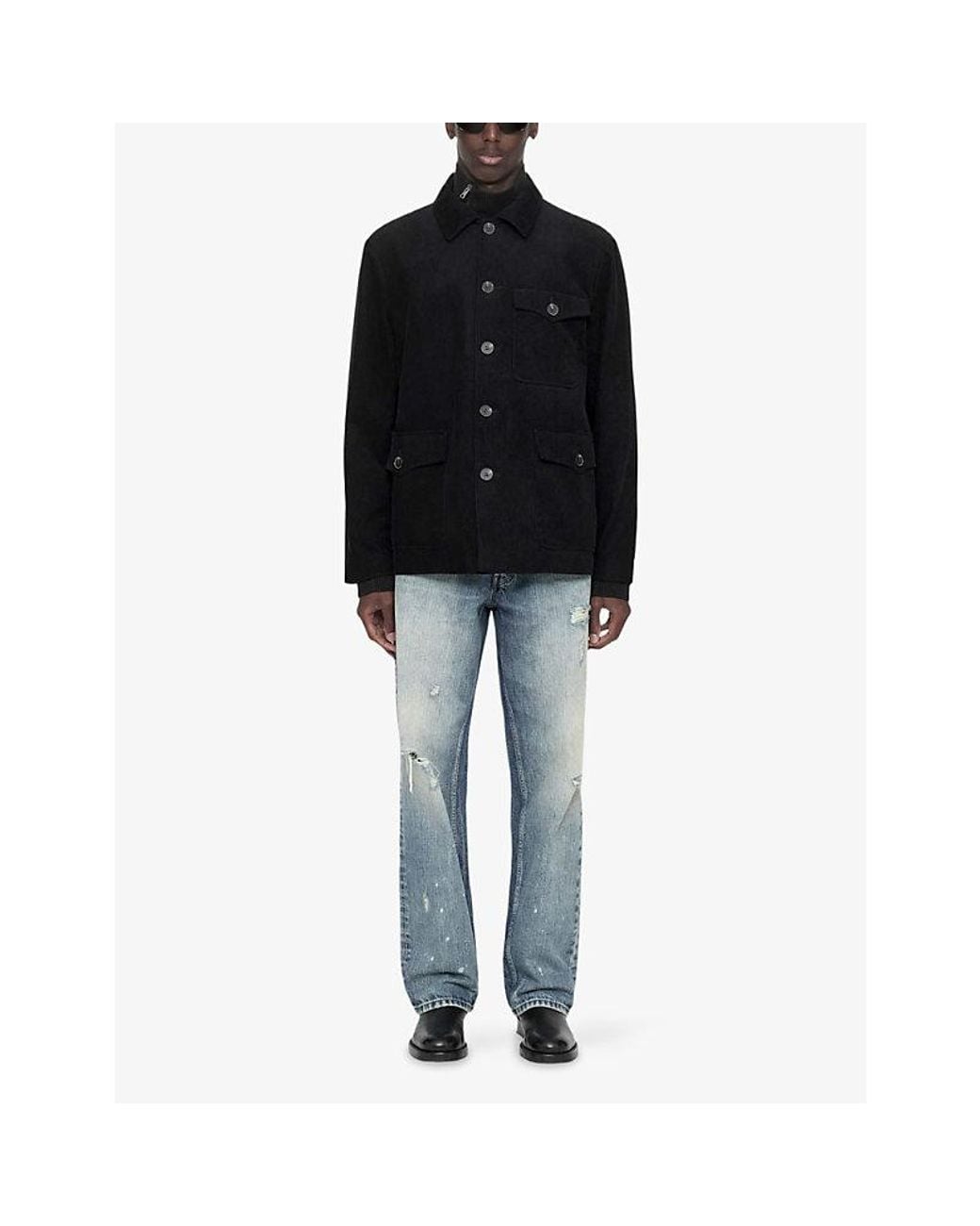 AllSaints Black Eden Button-Down Cotton-Cord Jacket