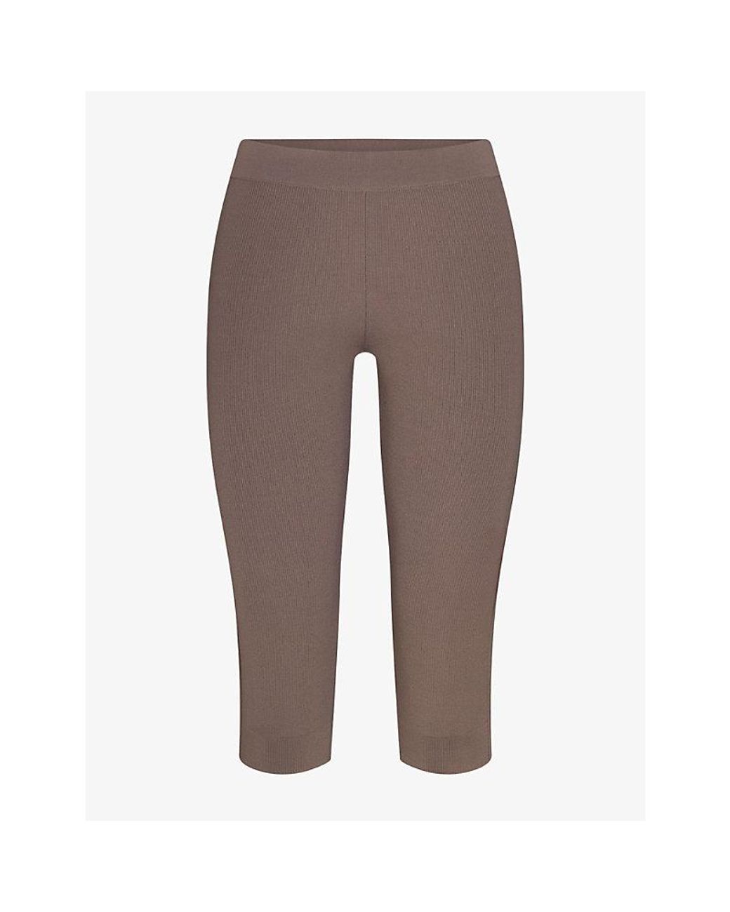 Skims Brown Refined Knit High-Waist Capri Leggings