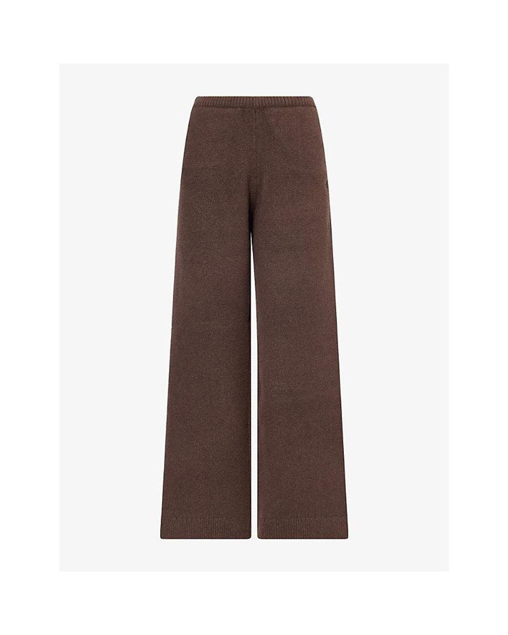 The Couture Club Brown Chenille Embroidered Knit Jogging Bottoms